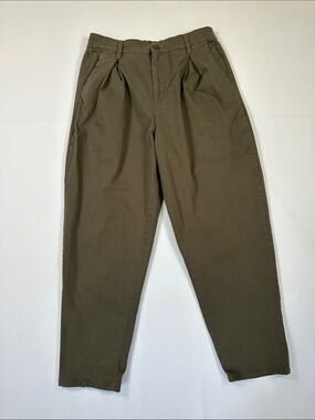 BCBGeneration Olive Green High Rise Barrel Leg Pants Utility Trousers M Workwear